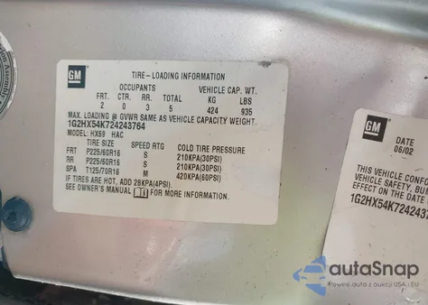 2002 Pontiac Bonneville Se from USA, damaged, VIN 1G2HX54K724243764